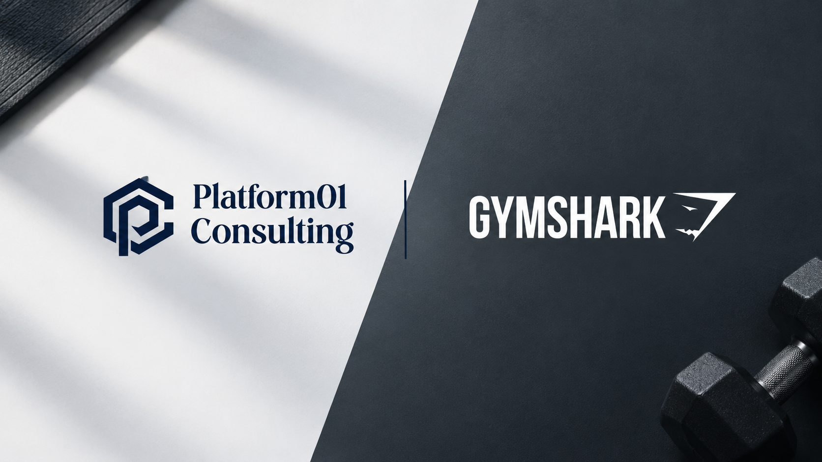 Platform01 Consulting and Gymshark partnership visual with activewear training equipment